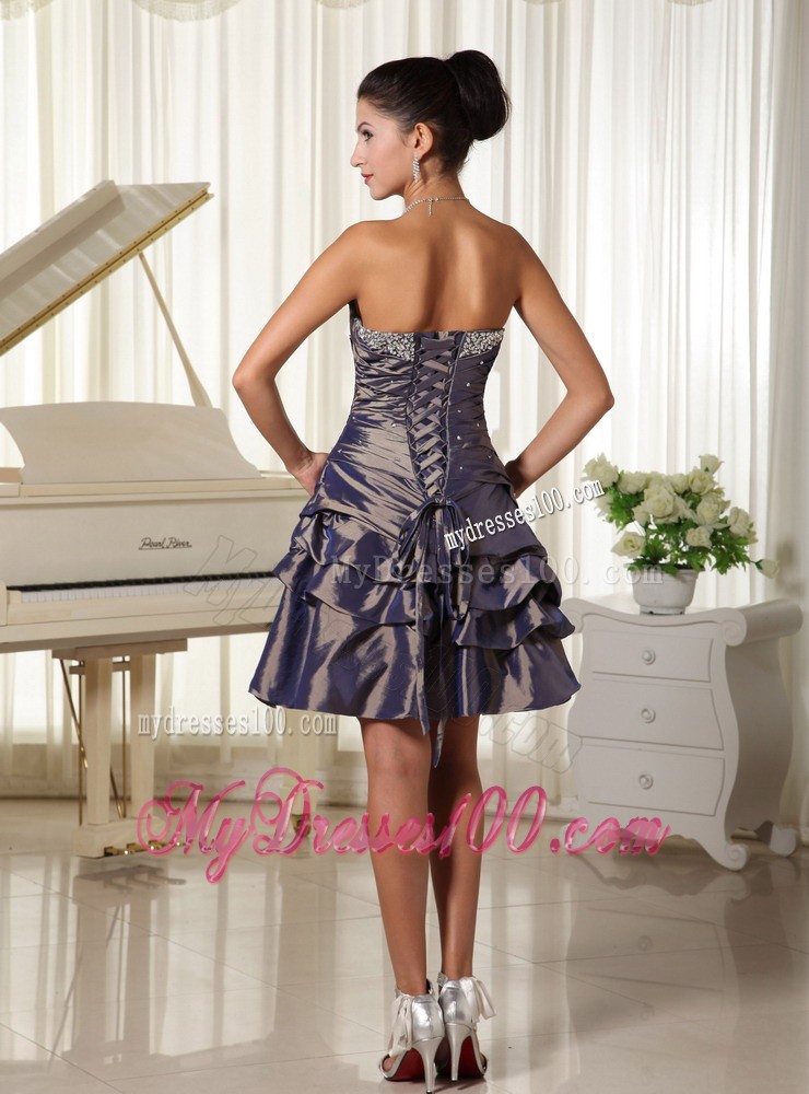 Strapless Modest Short Prom Evening Dress with Bust Beading