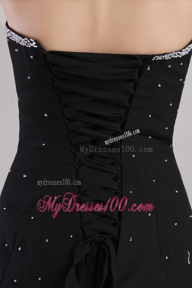 Black Trumpet Sweetheart Court Train Beading Evening Dresses