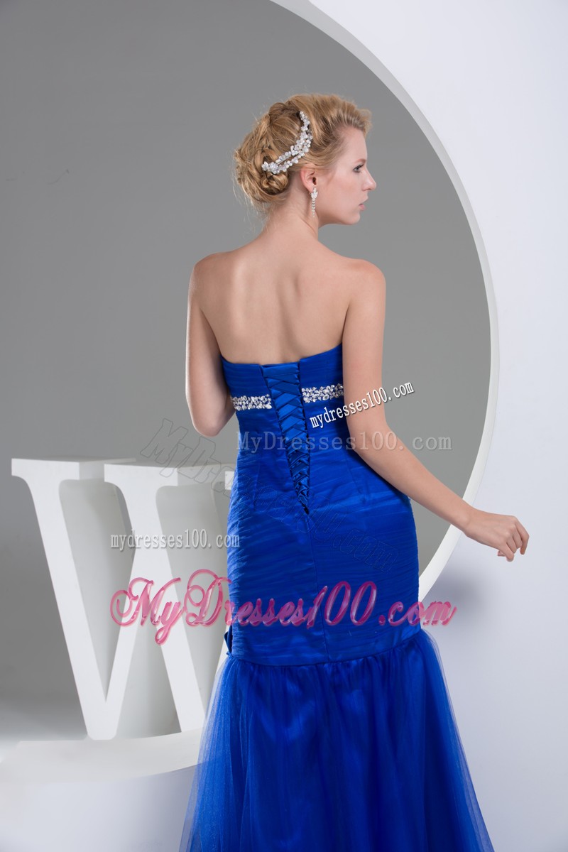 Mermaid Sweetheart Hand Flowers Long Ruching Evening Dresses