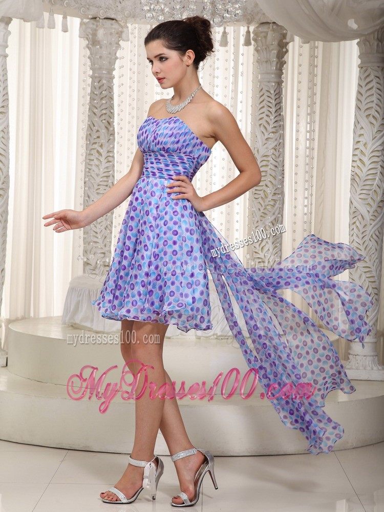 Beautiful Empire Sweetheart High-low Print Ruched Prom / Cocktail Dress