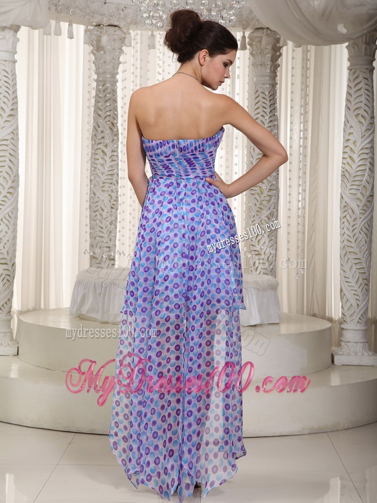 Beautiful Empire Sweetheart High-low Print Ruched Prom / Cocktail Dress