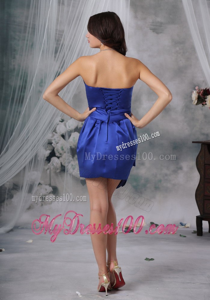 Royal Column Sheath Strapless Mini-length Ruched Evening Dress