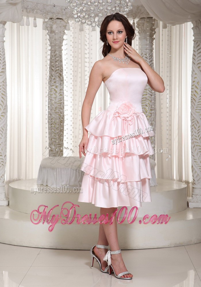 Wholesale Empire Ruffles Layered Homecoming Dress With Tea-length