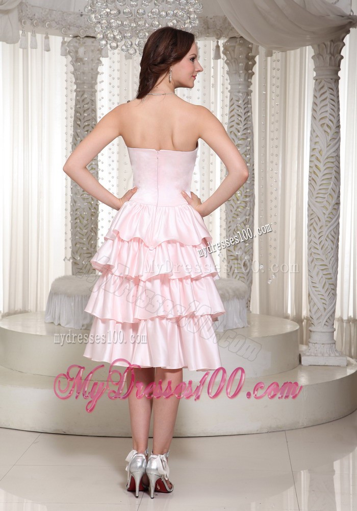 Wholesale Empire Ruffles Layered Homecoming Dress With Tea-length