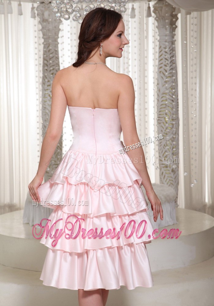 Wholesale Empire Ruffles Layered Homecoming Dress With Tea-length