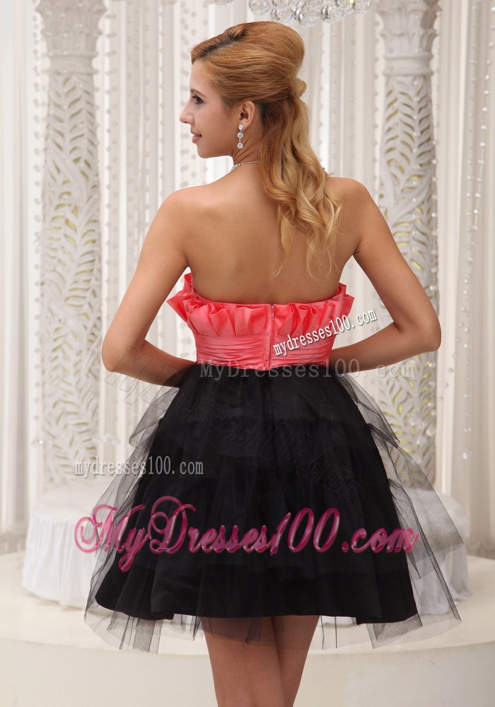 Rust Red and Black Short Sweetheart Beaded Decorate Evening Dress