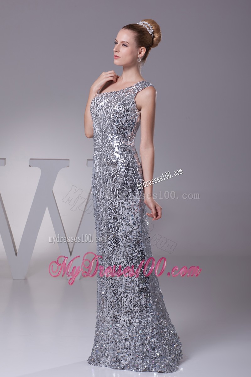 Sequin One Shoulder Column Floor-length Prom Dress