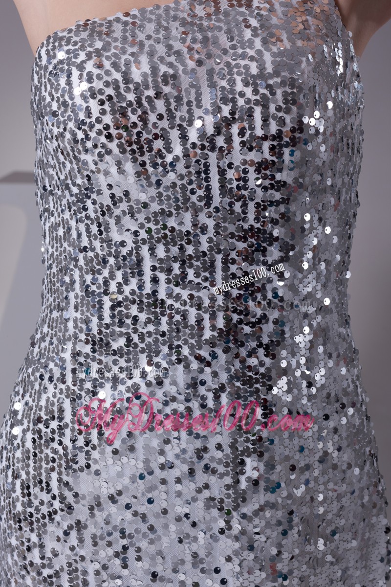 Sequin One Shoulder Column Floor-length Prom Dress
