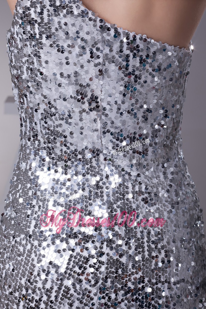 Sequin One Shoulder Column Floor-length Prom Dress