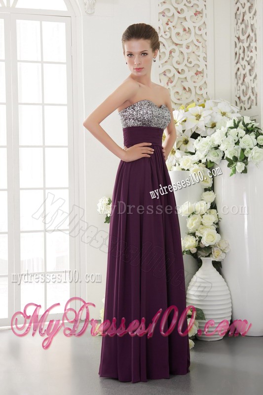 Dark Purple Sweetheart Beading Prom Evening Dress with Beading