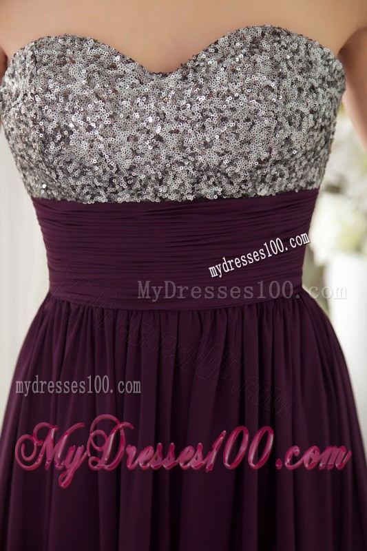 Dark Purple Sweetheart Beading Prom Evening Dress with Beading