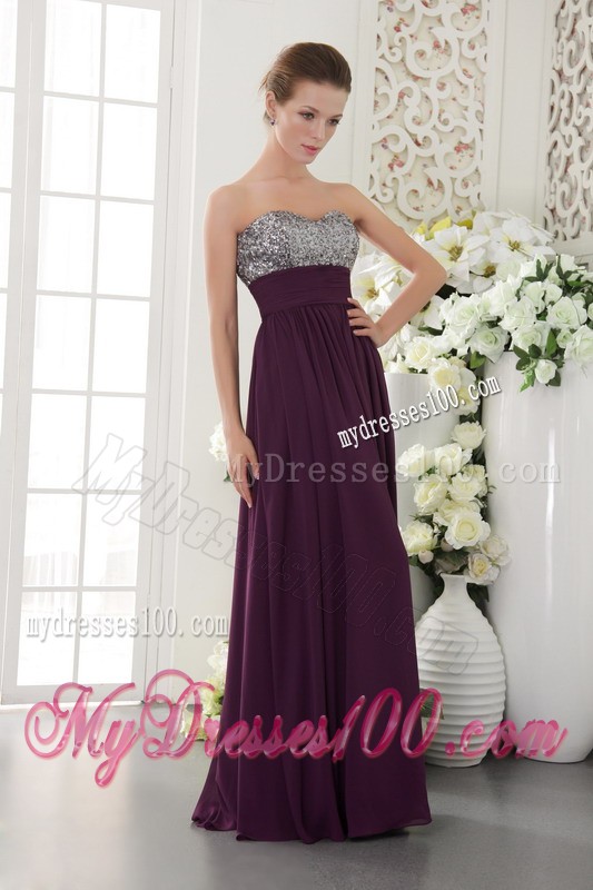Dark Purple Sweetheart Beading Prom Evening Dress with Beading