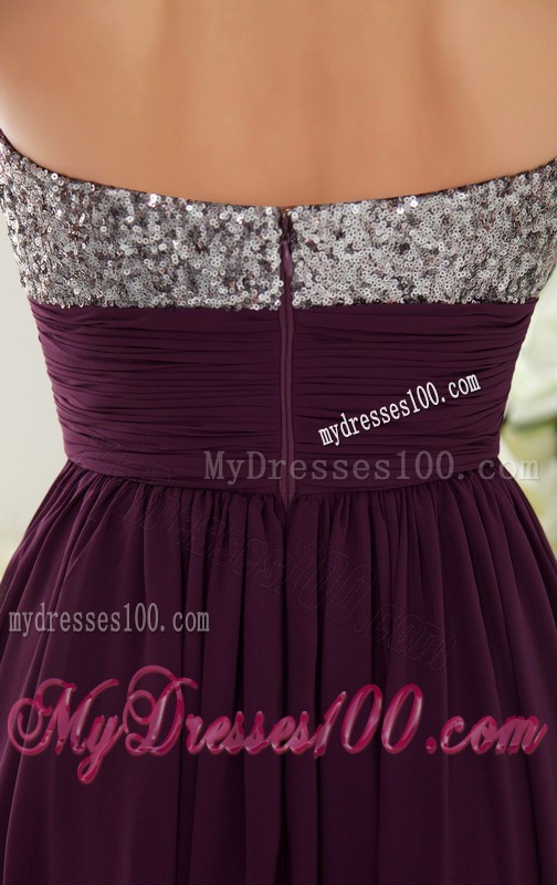 Dark Purple Sweetheart Beading Prom Evening Dress with Beading
