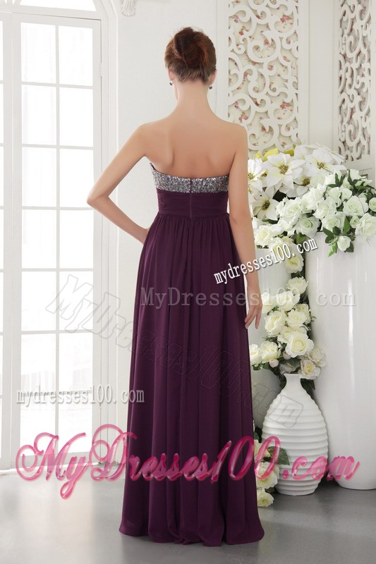Dark Purple Sweetheart Beading Prom Evening Dress with Beading