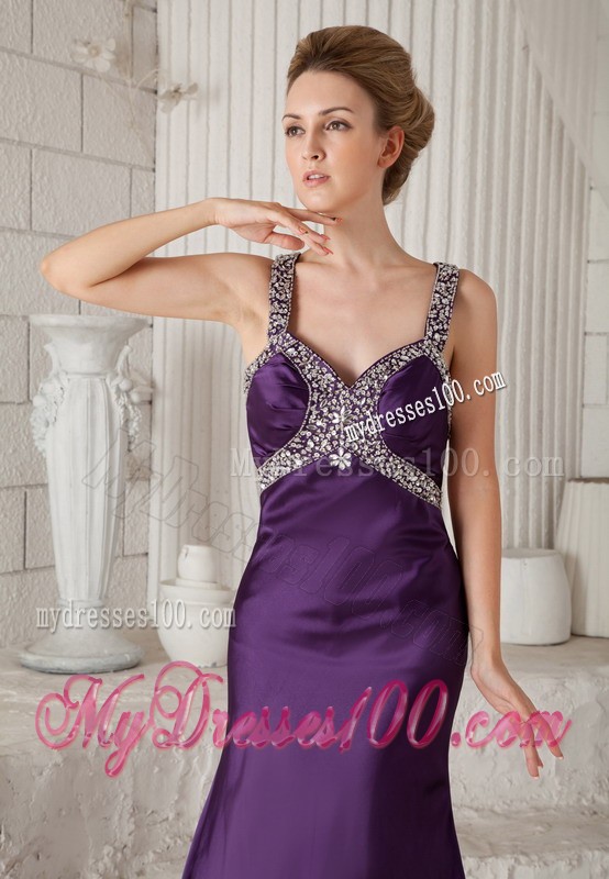 2013 Eggplant Purple Mermaid Straps Beading Evening Dresses