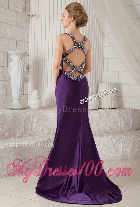 2013 Eggplant Purple Mermaid Straps Beading Evening Dresses
