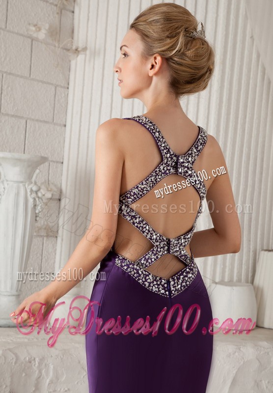 2013 Eggplant Purple Mermaid Straps Beading Evening Dresses