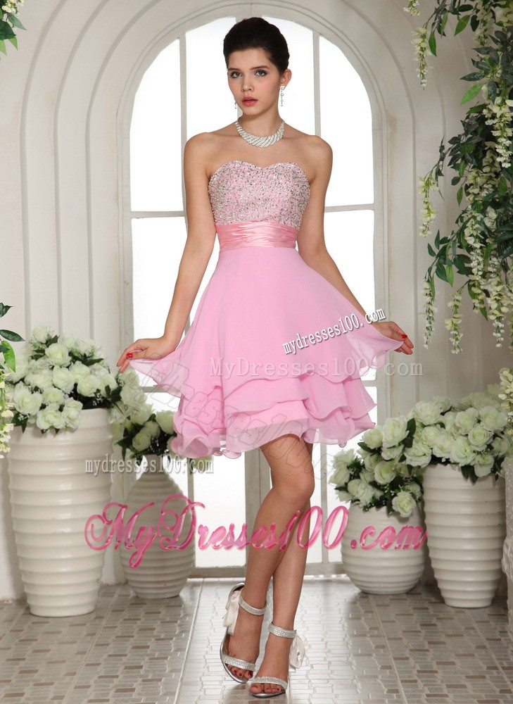 Baby Pink Sweetheart Beaded Decorate For 2013 Prom Evening Dress