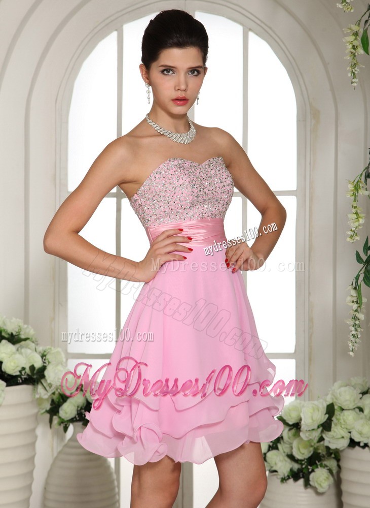 Baby Pink Sweetheart Beaded Decorate For 2013 Prom Evening Dress