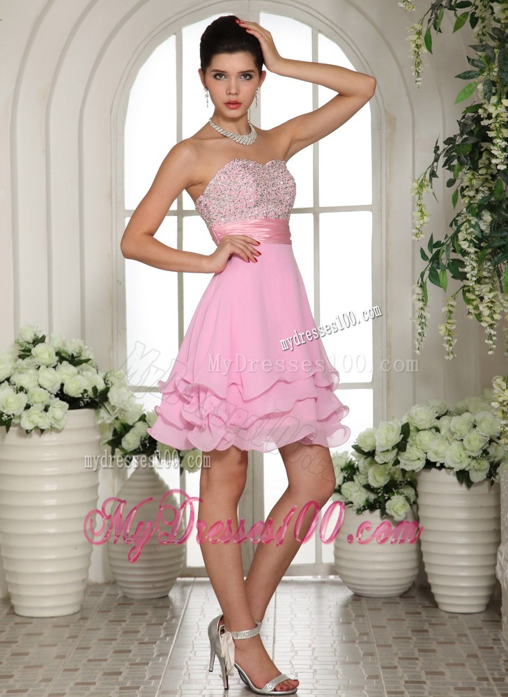 Baby Pink Sweetheart Beaded Decorate For 2013 Prom Evening Dress