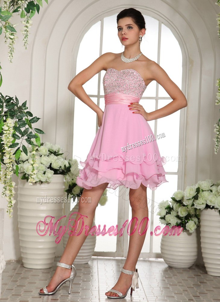 Baby Pink Sweetheart Beaded Decorate For 2013 Prom Evening Dress