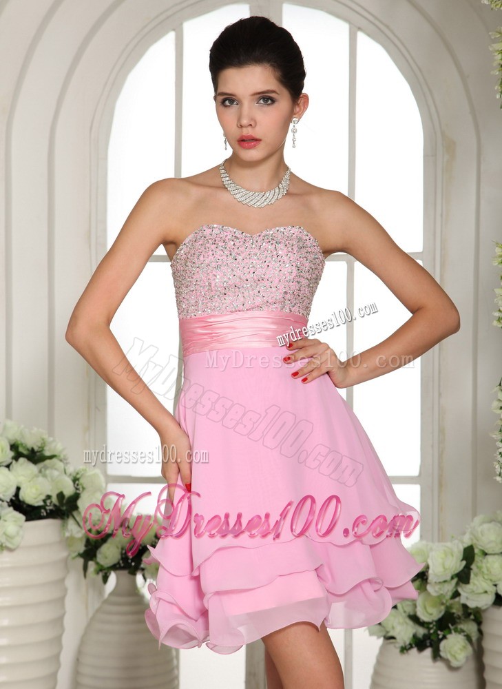 Baby Pink Sweetheart Beaded Decorate For 2013 Prom Evening Dress
