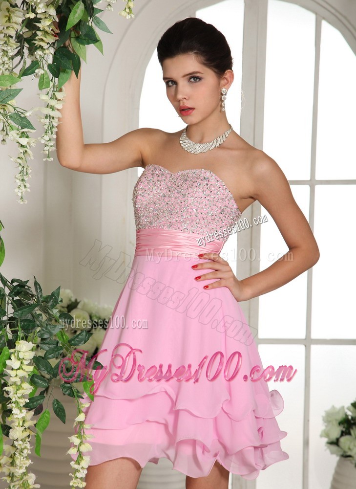 Baby Pink Sweetheart Beaded Decorate For 2013 Prom Evening Dress