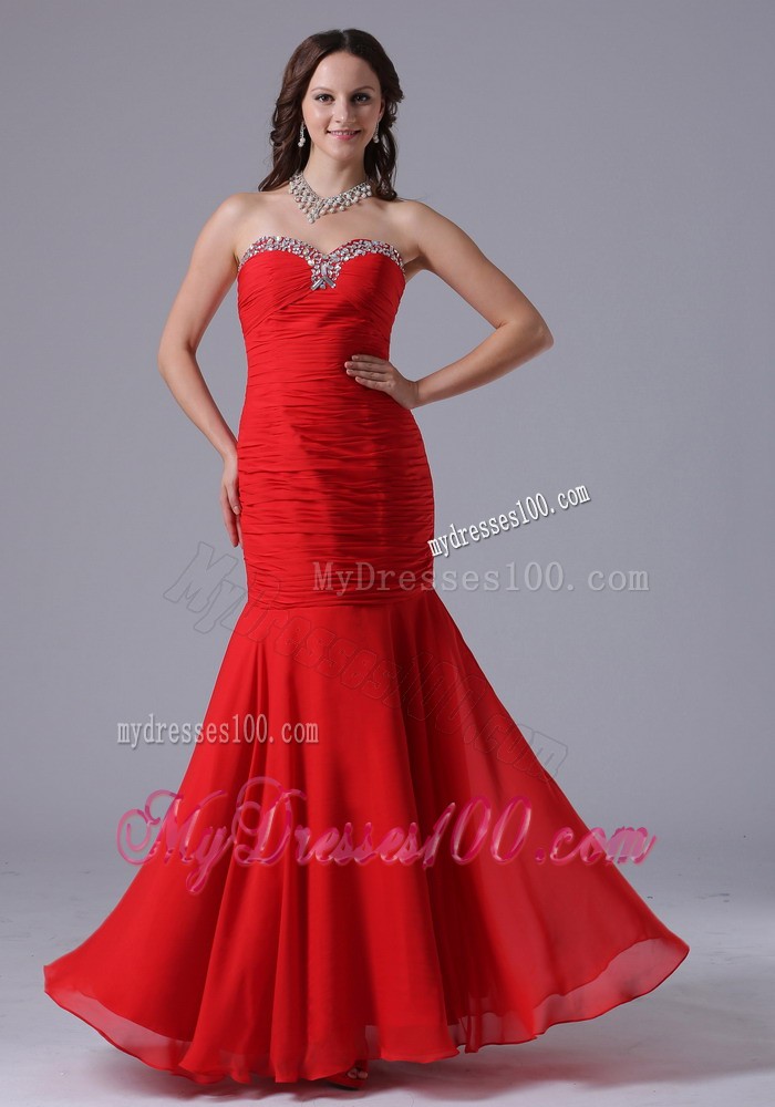 2013 Wine Red Mermaid Sweetheart Evening Dress With Beading