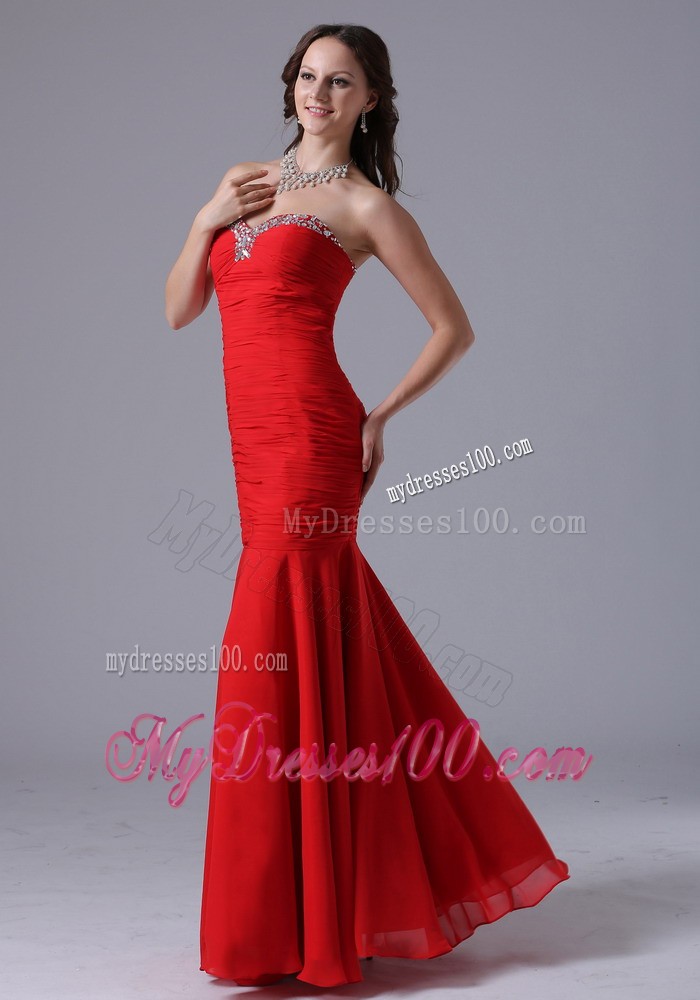 2013 Wine Red Mermaid Sweetheart Evening Dress With Beading