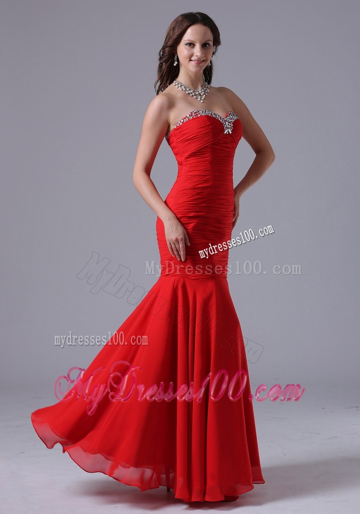 2013 Wine Red Mermaid Sweetheart Evening Dress With Beading
