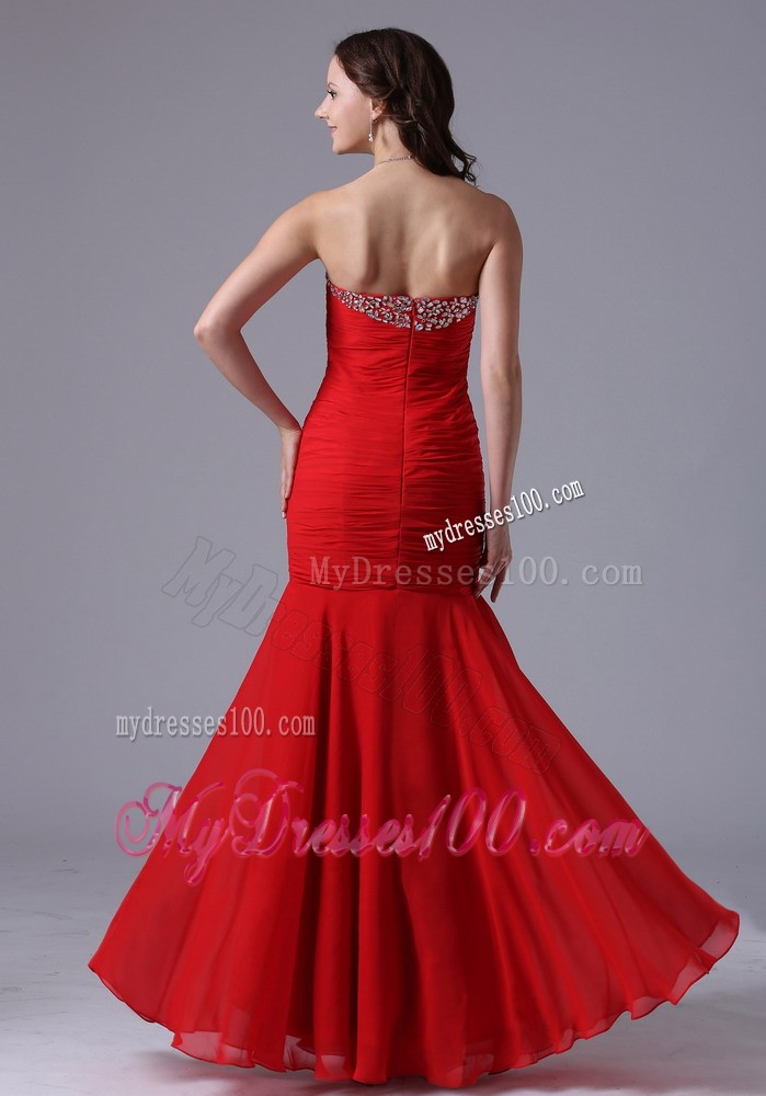 2013 Wine Red Mermaid Sweetheart Evening Dress With Beading