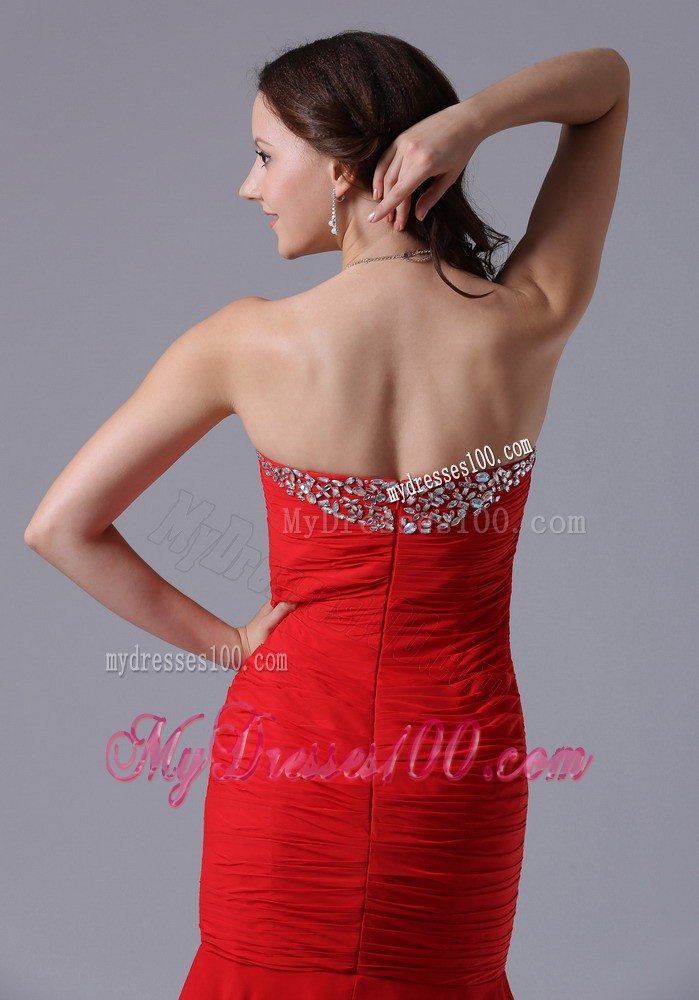 2013 Wine Red Mermaid Sweetheart Evening Dress With Beading