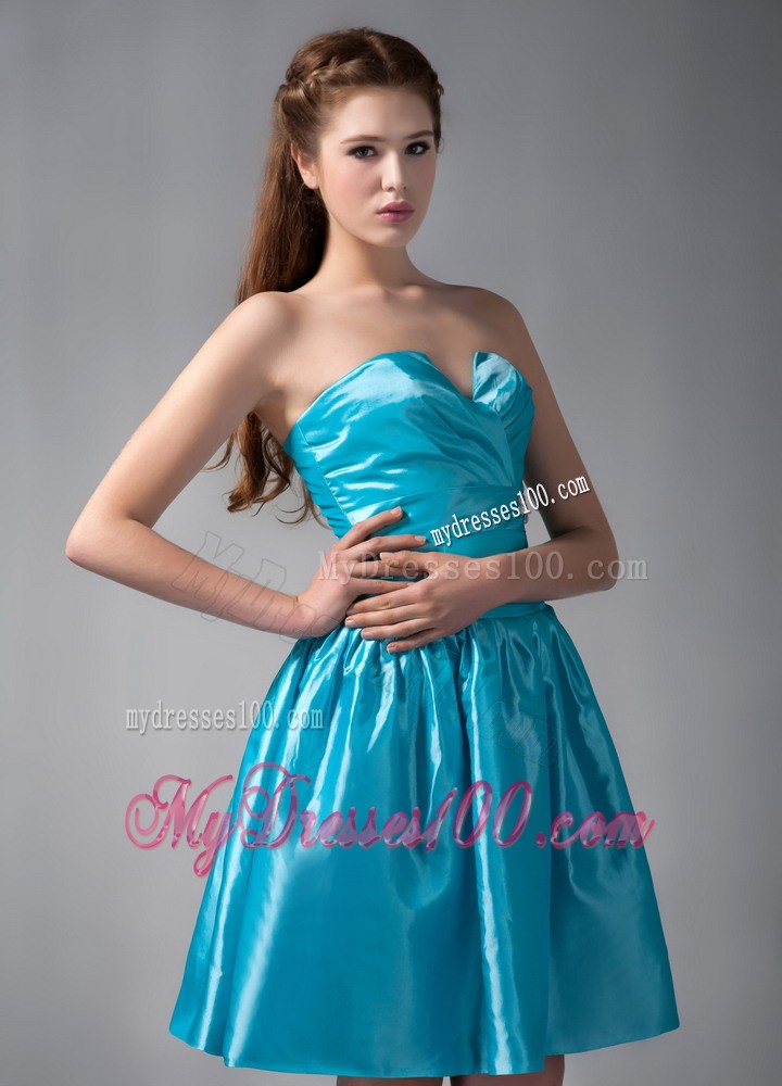 Teal V-neck Mini-length Beading Prom Evening Dress for Cheap