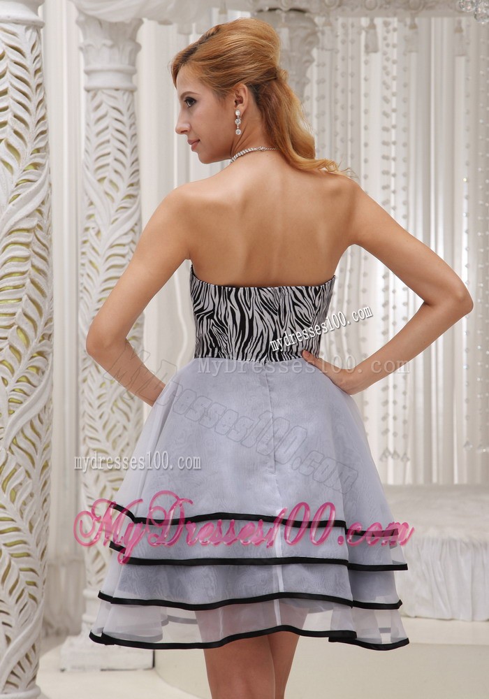 Fashionable Zebra 2013 Mini-length Tiered Prom Dress in White