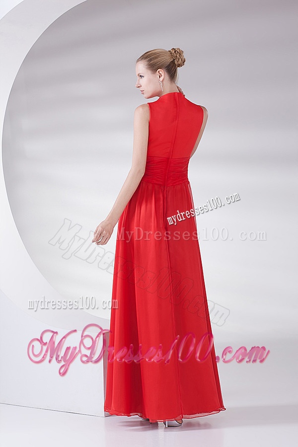 2016 New Empire Scoop Appliques Wine Red Chiffon Evening Dress