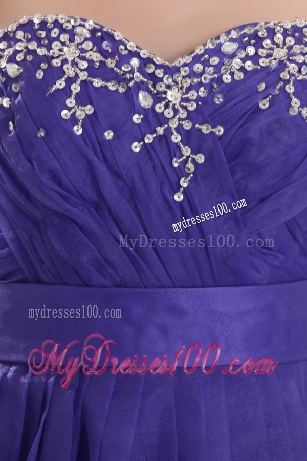 Beautiful Purple Empire Sweetheart Floor-length Tulle Evening Dress with Beading