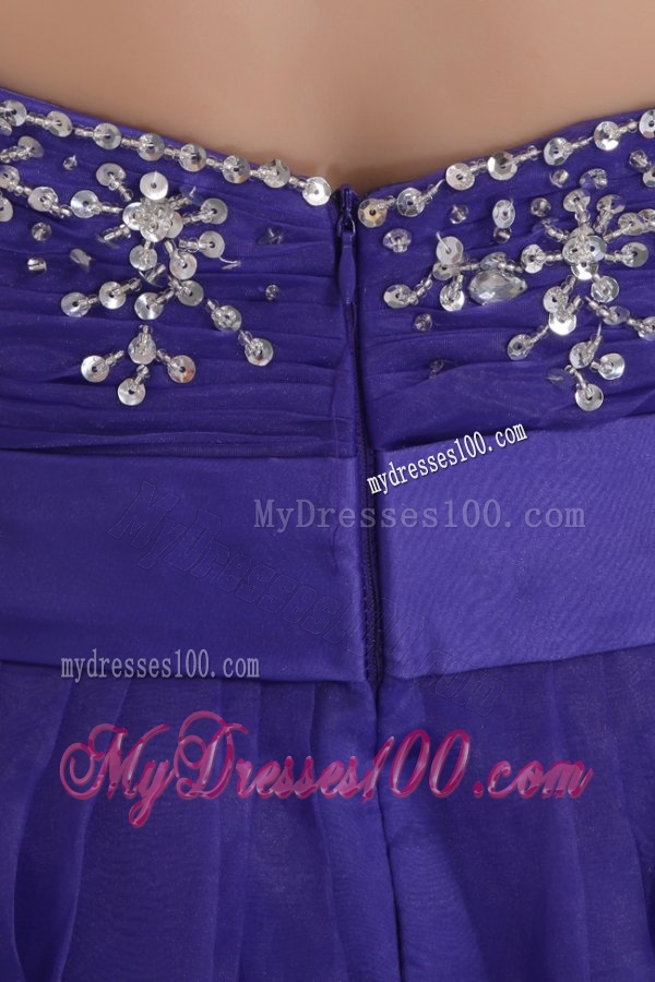 Beautiful Purple Empire Sweetheart Floor-length Tulle Evening Dress with Beading