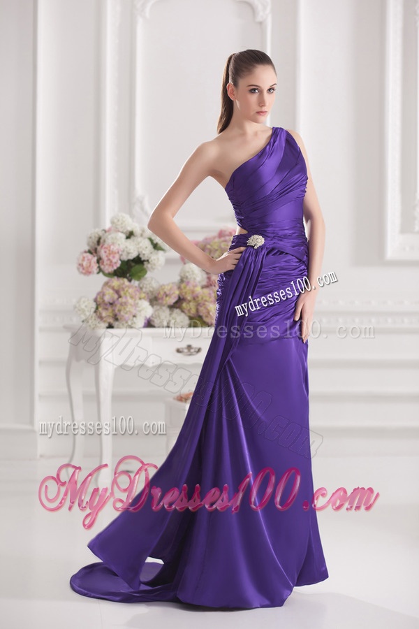Column One Shoulder Floor-length Taffeta Evening Dress