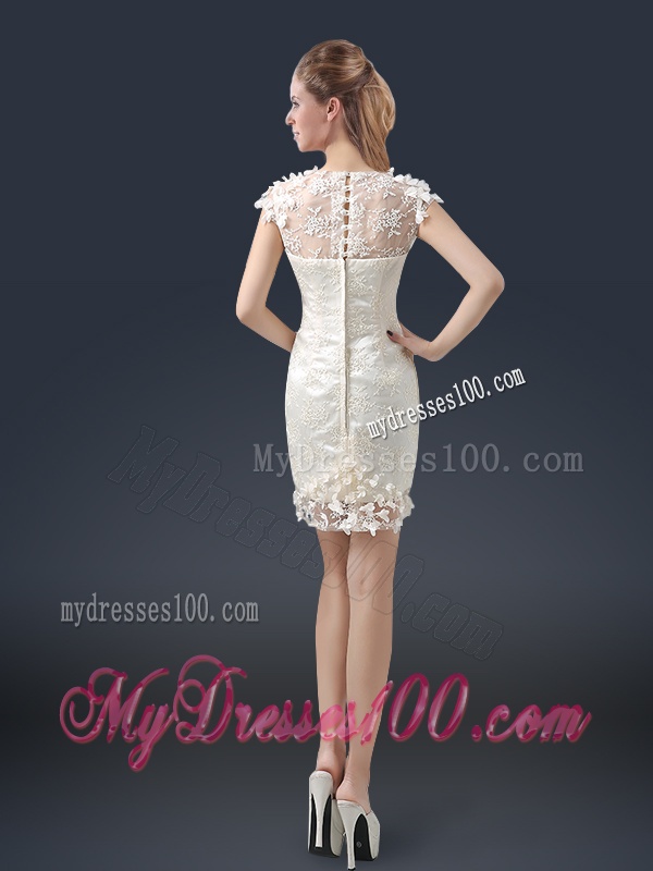 Elegant Mini Length Cap Sleeves Evening Dresses with Appliques