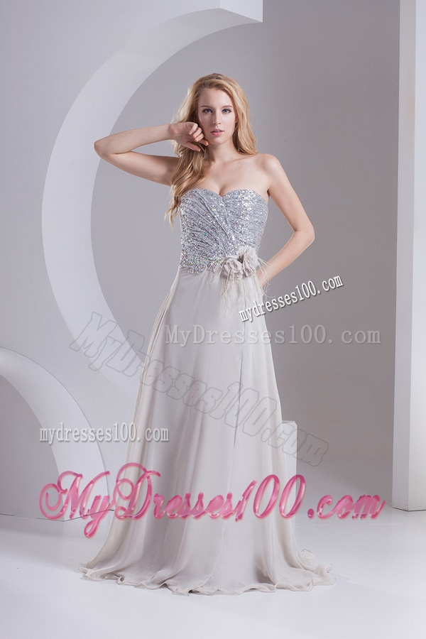 A-line Gray Sweetheart Sleeveless Sequins