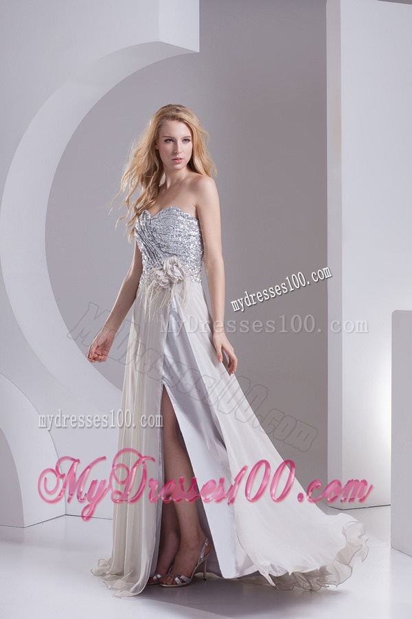 A-line Gray Sweetheart Sleeveless Sequins