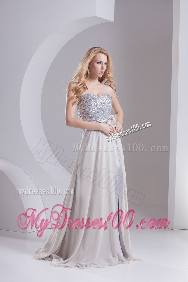 A-line Gray Sweetheart Sleeveless Sequins