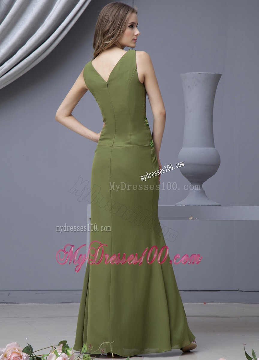 Oliver Green V-neck High Slit Beaded Chiffon Prom Evening Dress 2013