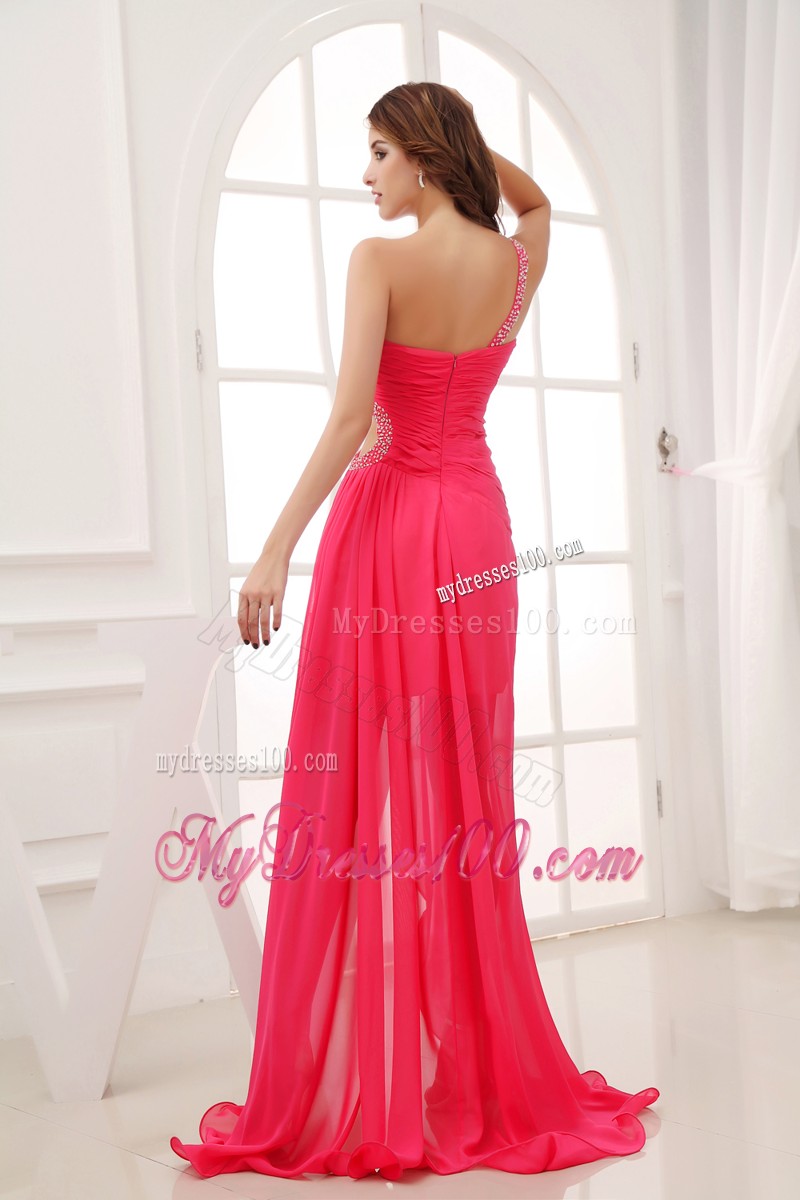 2013 Latest Asymmetrical Hot Pink One Shoulder High-low Dresses
