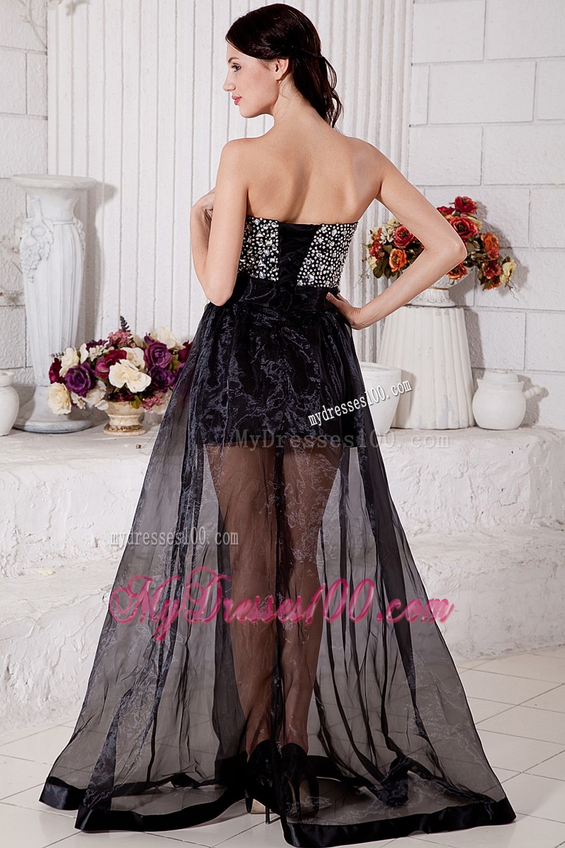 Brush Train Empire Rhinestones and Bowknot Decorate Organza Prom Dress