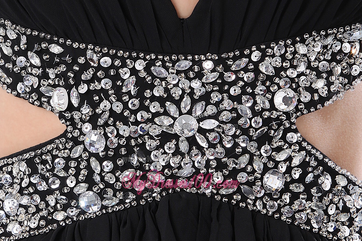 Black High-Low Chiffon Prom Dress with Criss-cross Back