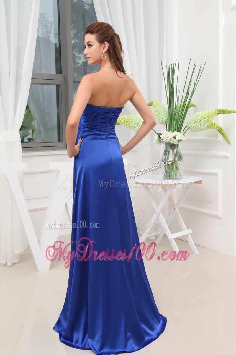 Blue Blush Train Prom Dresses with Slits Up the Side and Beadings