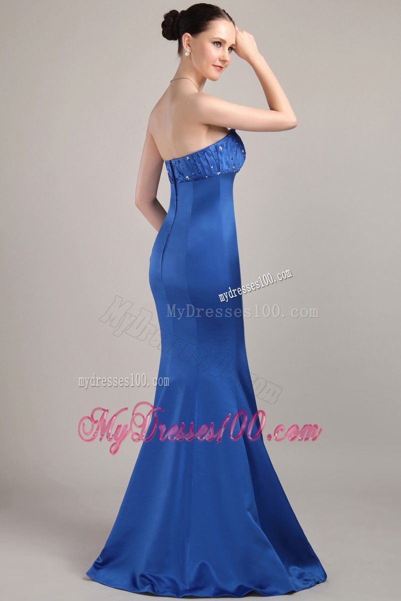 Sexy Beaded Strapless Mermaid Floor-length Royal Blue Evening Formal Gowns