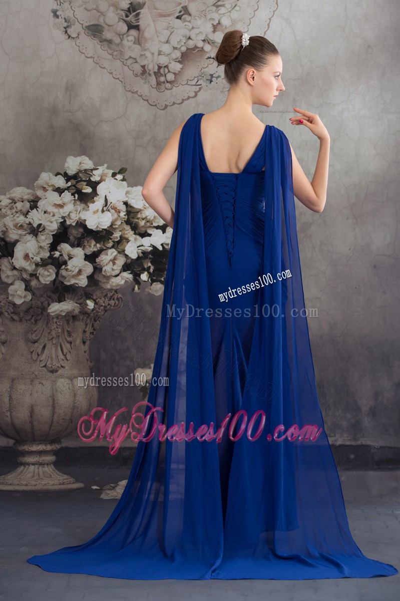 Elegant Watteau Train Beaded High Slit Lace-up Back Prom Evening Dresses