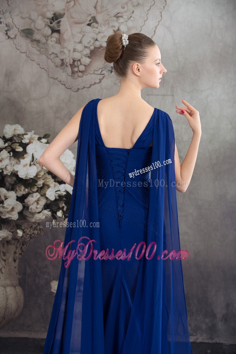 Elegant Watteau Train Beaded High Slit Lace-up Back Prom Evening Dresses